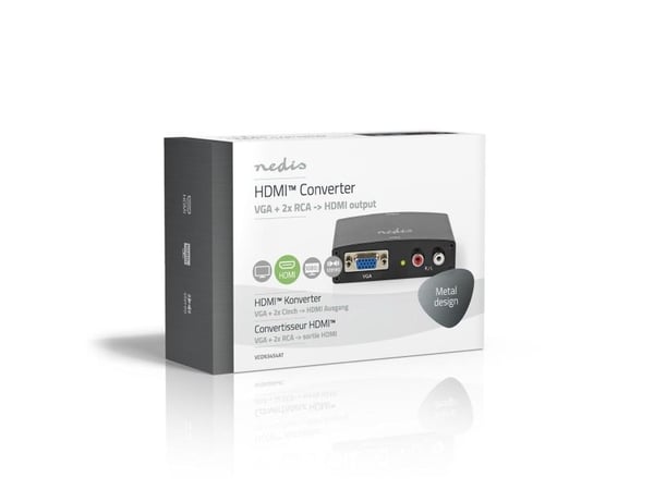 Nedis VCON3454AT, Passiv, Sort, 480i, 480p, 576i, 576p, 720p, 1080i, 1080p, 1,65 Gbit/s, 165 MHz, VGA (D-Sub) + 3.5 mm (1/8")