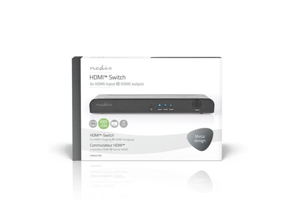 Nedis VSWI3473AT, HDMI, Antrasitt, 60 Hz, 600 MHz, 1 m, 4K Ultra HD