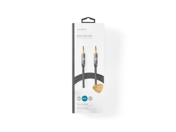 Nedis CATB22000GY20, 3.5mm, Hankjønn, 3.5mm, Hankjønn, 2 m, Grå
