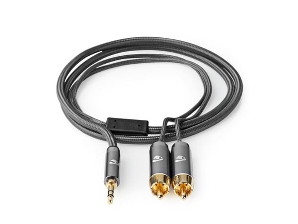 Nedis CATB22200GY10, 3.5mm, Hankjønn, 2 x RCA, Hankjønn, 1 m, Grå