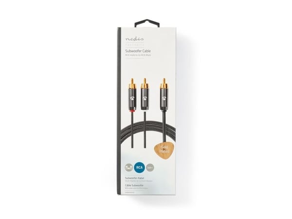 Nedis CATB24000GY30, RCA, Hankjønn, 2 x RCA, Hankjønn, 3 m, Grå