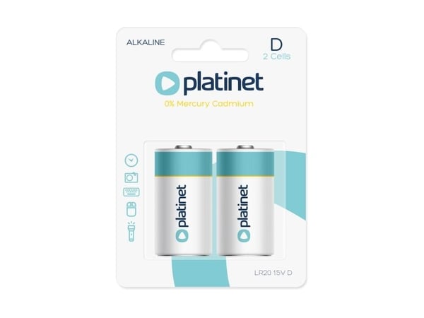 Platinet PMBLR202B, Engangsbatteri, LR20, Alkalinsk, 3 V, 2 stykker, 12000 mAh