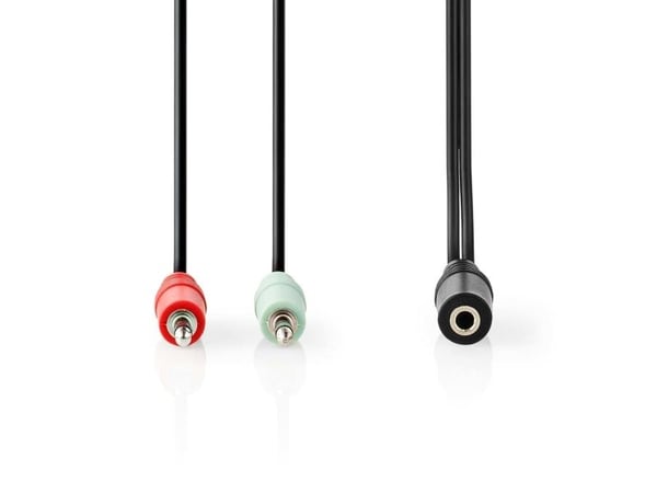Nedis CAGB22160BK02, 3.5mm, Hunkjønn, 2 x 3.5mm, Hankjønn, 0,12 m, Sort