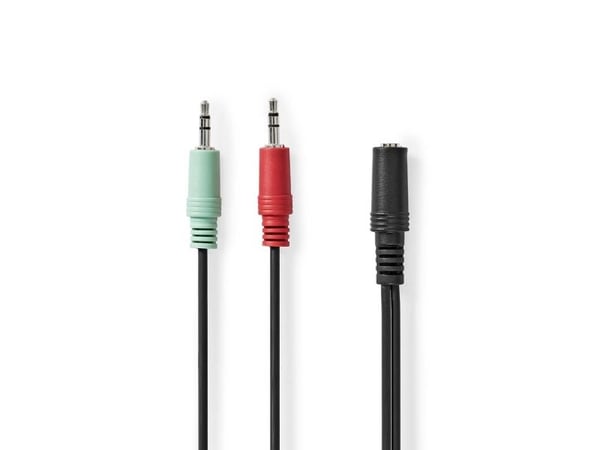 Nedis CAGB22160BK02, 3.5mm, Hunkjønn, 2 x 3.5mm, Hankjønn, 0,12 m, Sort
