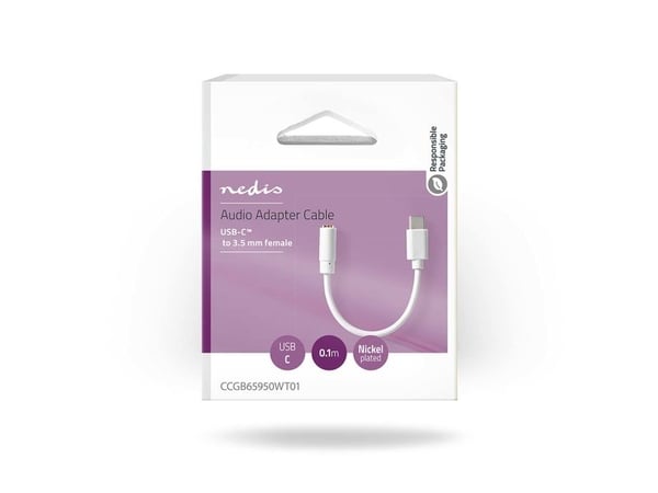 Nedis CCGB65950WT01, USB A, 3,5mm, 0,1 m, Vit