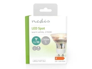 Nedis LBGU10P162, 3 W, 25 W, GU10, 230 lm, 15000 timer, Varm hvit