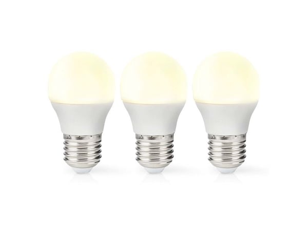 Nedis LBE27G452P3, 4,9 W, E27, 470 lm, 15000 timer, Varm hvit