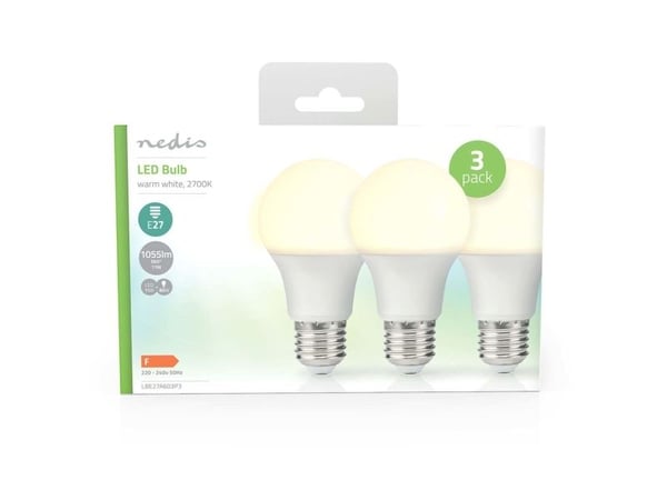 Nedis LBE27A603P3, 11 W, 80 W, E27, 1055 lm, 15000 timer, Varm hvit