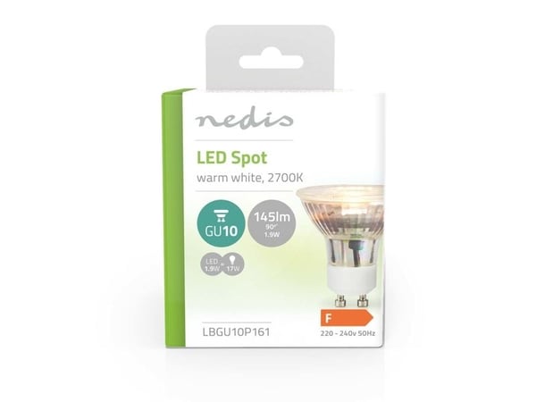 Nedis LBGU10P161, 1,9 W, GU10, 145 lm, 15000 timer, Varm hvit