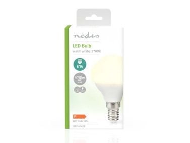 Nedis LBE14G452, 4,9 W, E14, 470 lm, 15000 timer, Varm hvit