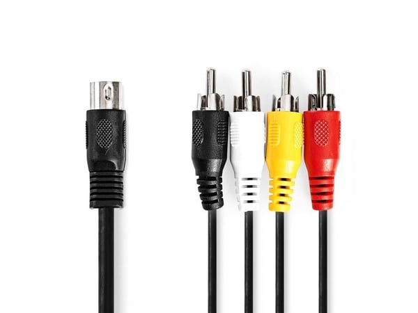 Nedis CAGL20400BK10, DIN (5-pin), Hankjønn, 4 x RCA, Hankjønn, 1 m, Sort Nedis CAGL20400BK10, DIN (5-pin), Hankjønn, 4 x RCA, Hankjønn, 1 m, Sort