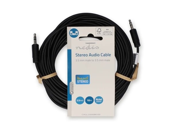 Nedis CAGL22000BK100, 3.5mm, Hankjønn, 3.5mm, Hankjønn, 10 m, Sort