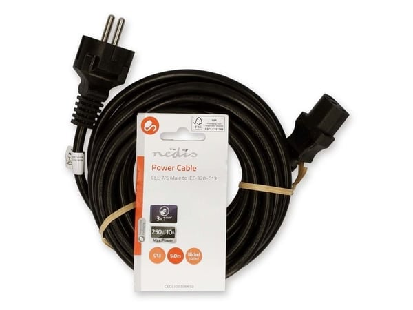 Nedis CEGL10030BK50, 5 m, CEE7/7, C13-kontakt, 250 V