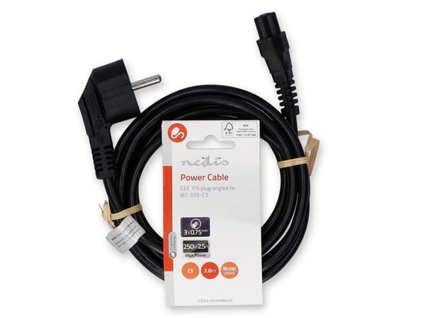 Nedis CEGL10100BK20, 2 m, C5-liitin, 250 V