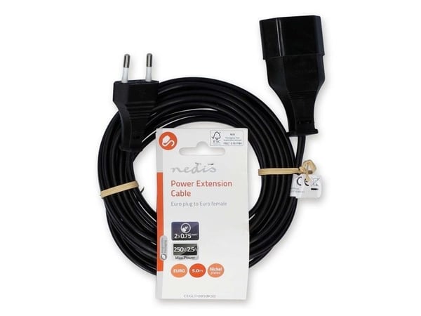 Nedis CEGL11085BK50, 5 m, CEE7/16, CEE7/16