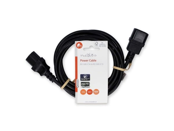 Nedis CEGL10500BK20, 2 m, C14-liitin, C13-liitin, 250 V