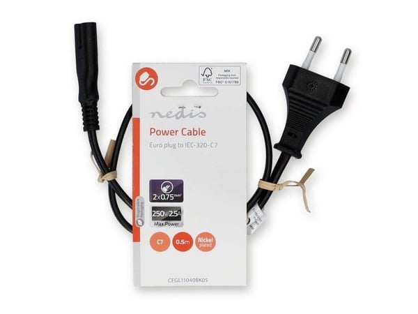 Nedis CEGL11040BK05, 0,5 m, C7-liitin, 250 V