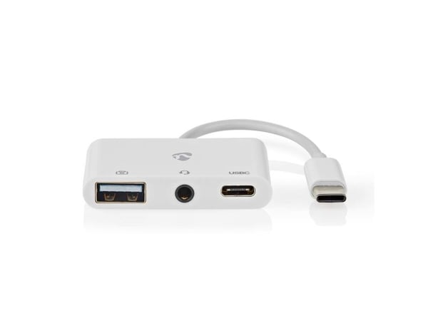 Nedis - USB-C til hodetelefons-jakkadapter - 24 pin USB-C hann til mini-phone stereo 3.5 mm, 24 pin USB-C, USB hunn - hvit