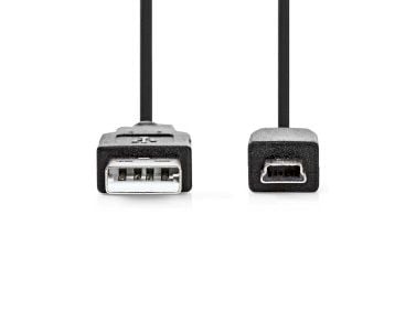 Nedis CCGL60300BK10, 1 m, USB A, Mini-USB B, USB 2.0, 0,48 Gbit/sek., Lajittelu