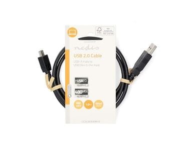 Nedis CCGL60300BK10, 1 m, USB A, Mini-USB B, USB 2.0, 0,48 Gbit/sek., Lajittelu