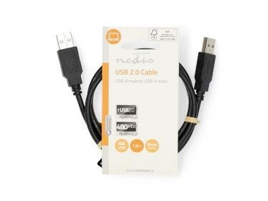 Nedis CCGL60000BK10, 1 m, USB A, USB A, USB 2.0, 0,48 Gbit/s, Sort