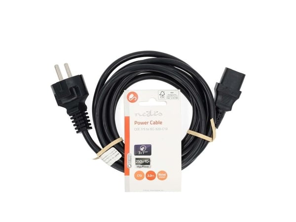 Nedis CEGL10030BK30, 3 m, Strömkontakt typ F, IEC 320