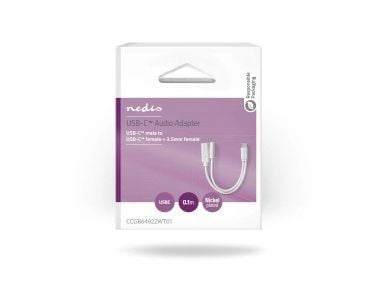 Nedis USB-sovitin Nedis CCGB64922WT01 USB-kaapeli 0,1 m USB 2.0 USB C Valkoinen