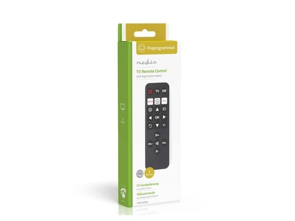 Nedis TVRC23SNBK, TV, IR Kabelfri, Trykknapper, Sort