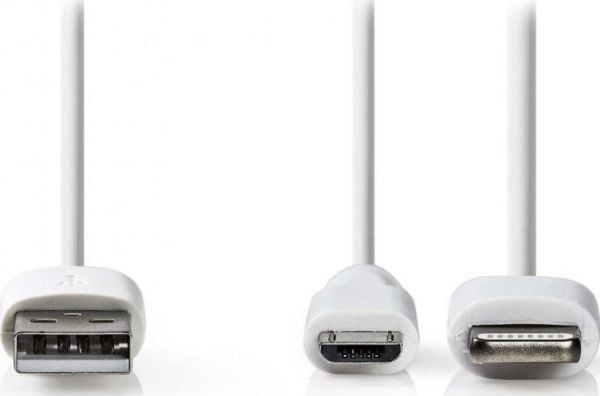 Nedis CCGP39400WT10, 1 m, USB A, Micro-USB B, Valkoinen