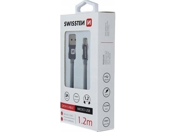 Swissten 71522203, 1,2 m, USB A, Micro-USB B, USB 2.0, 480 Mbit/s, Hopea