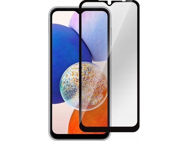 eSTUFF Titan Shield - Skjermbeskyttelse for mobiltelefon - full deksel - glass - rammefarge svart - for Samsung Galaxy A14, A14 5G