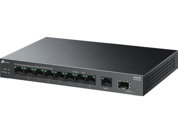 TP-Link LiteWave LS1210GP, Uhåndtert, Gigabit Ethernet (10/100/1000), Strøm over Ethernet (PoE)
