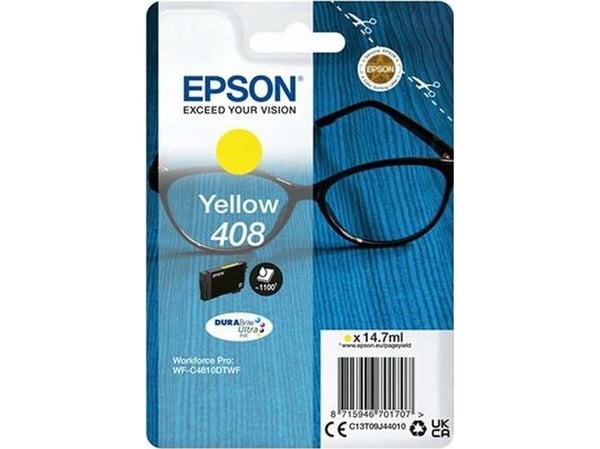 Epson Singlepack Yellow 408 DURABrite Ultra Ink, Perusvärintuotto, Väriainepohjainen muste, 14,7 ml, 1100 sivua, 1 kpl, Kertapakkaus