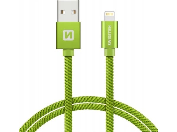 Swissten 71523207, 1,2 m, USB A, Lightning, Hankjønn, Hankjønn, Grønn