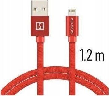 Swissten tekstiili USB - Lightning 1.2m punainen