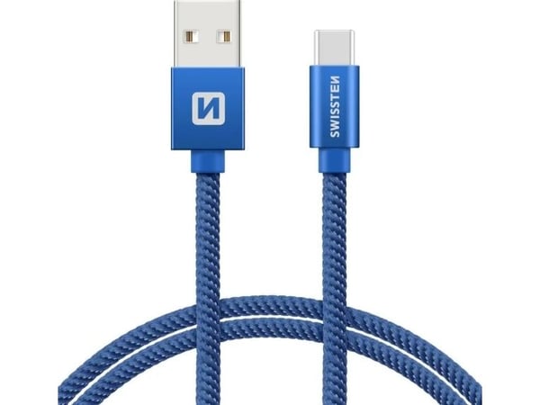 Swissten 71521308, 2 m, USB A, USB C, USB 3.2 Gen 1 (3.1 Gen 1), 0,48 Gbit/sek, Blå