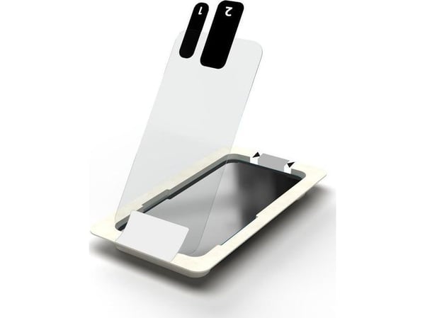 eSTUFF Titan Shield - Skjermbeskyttelse for mobiltelefon - with mounting frame - glass - blank - for Apple iPhone 13, 13 Pro, 14