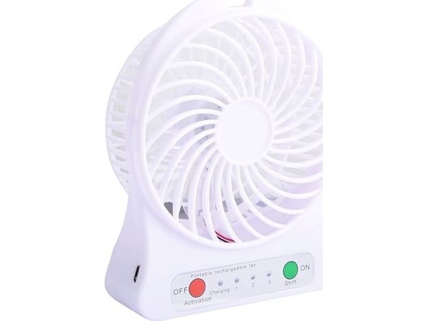 Blåsevifte 44-502# Bordvifte 10cm USB + batteri hvit