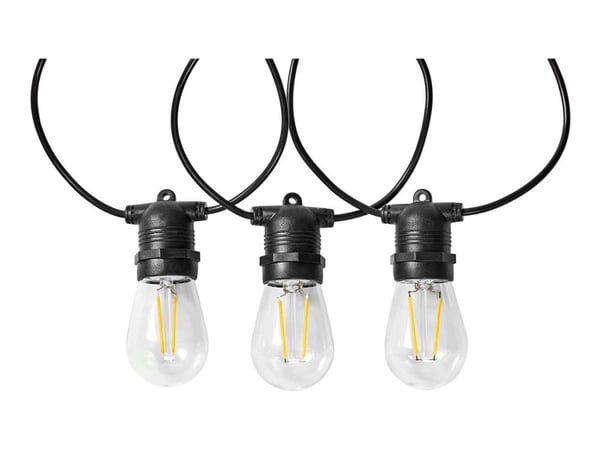 Nedis SmartLife - Ljuskedja - LED-glödlampa med filament x 10 - E27 - 2.8 W - klass G - varmt vitt ljus - 2700 K - svart