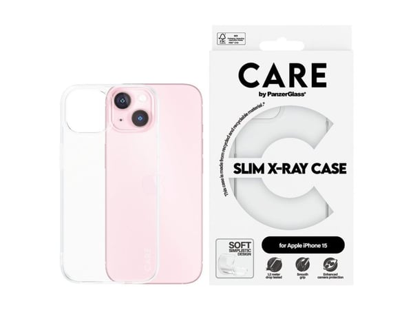 PanzerGlass CARE™ by ® X-Ray Case iPhone 15, Suojus, Apple, Apple - iPhone 15, Läpinäkyvä