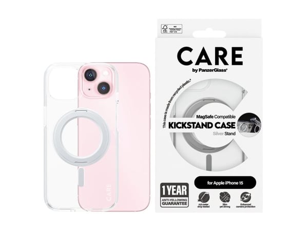 CARE by PanzerGlass - Baksidedeksel for mobiltelefon - med stativ - MagSafe-samsvar - termoplast-polyuretan (TPU), polykarbonat (PC) - gjennomsikti...