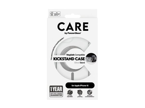 CARE by PanzerGlass - Baksidedeksel for mobiltelefon - med stativ - MagSafe-samsvar - termoplast-polyuretan (TPU), polykarbonat (PC) - gjennomsikti...
