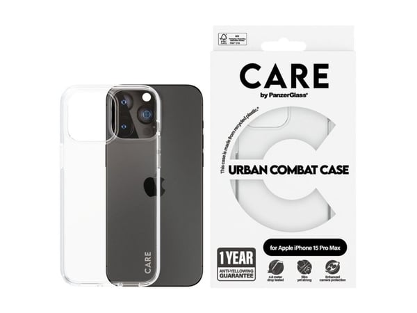 CARE by PanzerGlass Urban Combat - Baksidedeksel for mobiltelefon - clear frame - MagSafe-samsvar - resirkulert plast - gjennomsiktig, blank - for ...