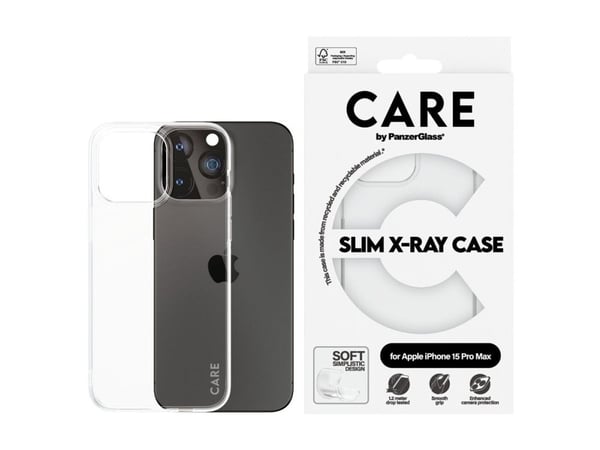 PanzerGlass CARE™ by ® X-Ray Case iPhone 15 Pro Max, Suojus, Apple, Apple - iPhone 15 Pro Max, Läpinäkyvä