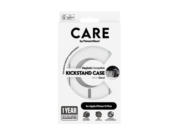 CARE by PanzerGlass - Baksidedeksel for mobiltelefon - med stativ - MagSafe-samsvar - termoplast-polyuretan (TPU), polykarbonat (PC) - gjennomsikti...