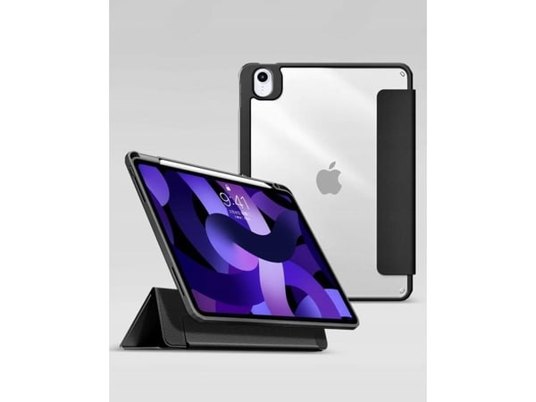 eSTUFF Boston - Lommebok for nettbrett - polyuretan, polykarbonat, termoplast-polyuretan (TPU) - svart, blank - for Apple 10.9-inch iPad Air (4. ge...