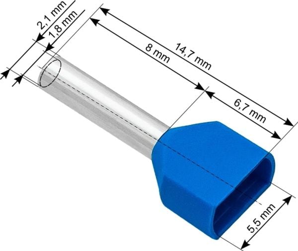 Puhallus 43-083# Liitin eristysholkki 2x0.75/8 sininen