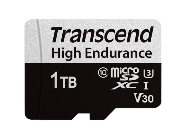 Transcend High Endurance USD350V - Flashminnekort (SD-adapter inkludert) - 1 TB - Video Class V30 / UHS-I U3 / Class10 - microSDXC UHS-I U3