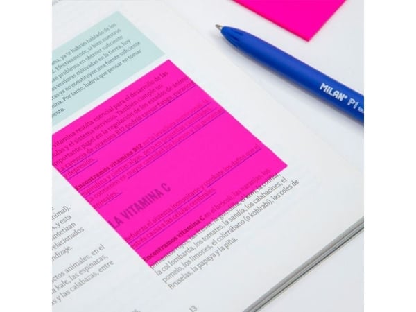 Milan Milan FLUO selvklebende notater, transparent rosa, 76x76, 50 stk.