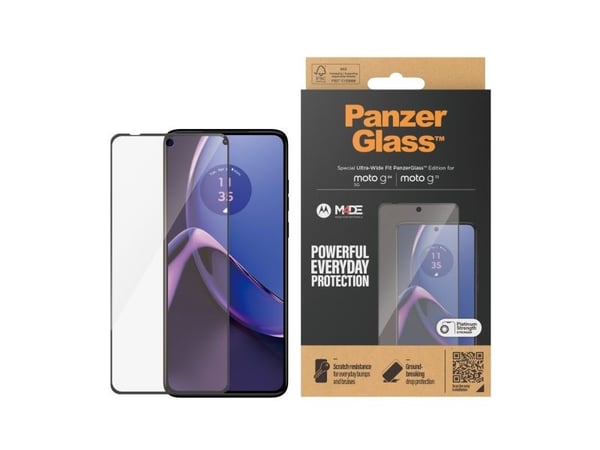 PanzerGlass - Skjermbeskyttelse for mobiltelefon - ultrabred passform - glass - rammefarge svart - for Motorola Moto G72, G84